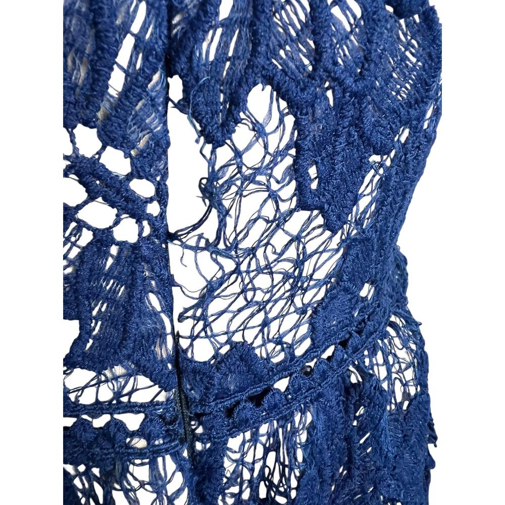 Parisian Lace Fit & Flare Dress Womens 10 Petite Blue Floral Party Cocktail - Picture 9 of 12